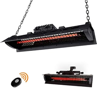 Star Patio Electric Patio Heater with Remote, Wall Mounted, Outdoor Ceiling Patio Heater, Outdoor Heaters, Infrared Heater, Hanging Patio Heater, Industrial Black, STP2020-A-RM N1
