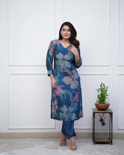 Image of ANNI Designer Women's Chanderi Straight Printed 2Pc Kurta Set