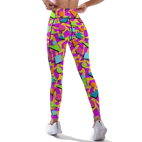 80s 90s Outfit Tummy Control Yoga Pants for Women with Pockets, High Waist Running Sports Workout Yoga Leggings M