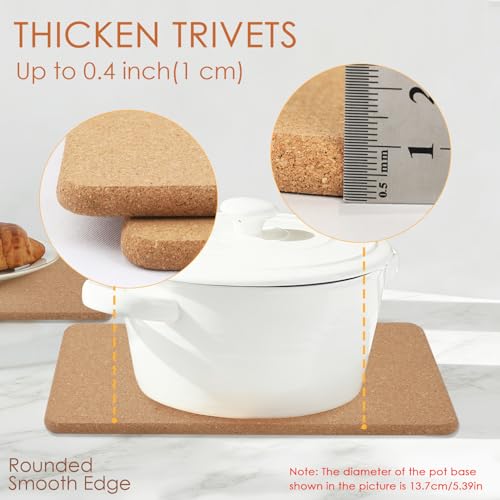 Image of Rectangle Cork Trivets for Hot Dishes, 12 inch x 7 inch High-Density Thick Cork Hot Pads Placemats for Pots and Pans, Heat Resistant Hot Pads for Kitchen Countertop Table,2 Pcs Cork Coaster