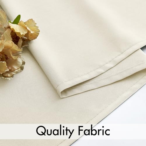 Image of MIULEE Cream Beige Semi Sheer Privacy Curtains Drapes 2 Panels 52W x 96L | Semi sheer privacy, non-see-through, light filtering, fits kitchen, bathroom, bedroom