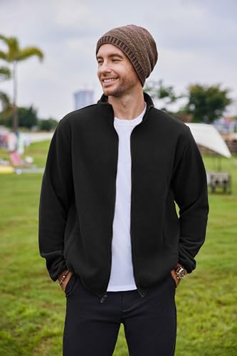 COOFANDY Men's Soft Polar Fleece Jacket Lightweight Full Zip Jackets Casual Outdoor Warm Jackets Coats with Pockets2