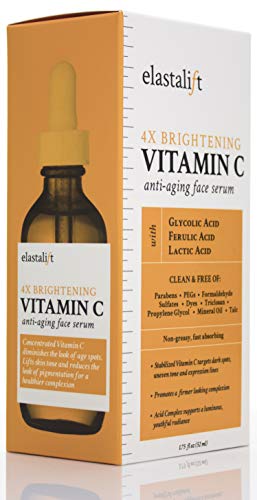 Elastalift-Vitamin-C-Serum-for-Age-Spots-Wrinkles-Expression-Lines-Anti-Aging-Serum-wVitamin-C-Hyaluronic-Acid-brightens-skin-helps-promote-a-healthier-skin-complexion-Two-175-Fl-Oz Elastalift Vitamin C Facial Serum For Age Spots, Wrinkles, & Expression Lines. Anti-Aging Face Serum W/Vitamin C & Hyaluronic Acid Brightens Skin To Promote Healthier Skin Complexion (2-Pack)