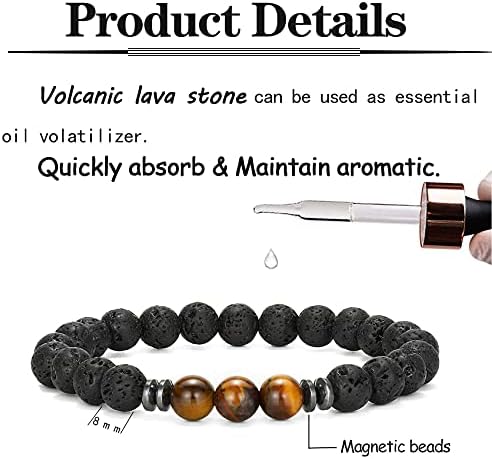 Senteria 3-6 Pcs 8mm Bead Bracelet for Men Women Tiger Eye Bracelet Natural Stone Bracelet Mala Agate Yoga Elatics Bracelet for Men