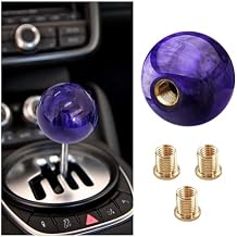 Round 8 Ball Car Gear Shift Knob, Manual Vehicle Shifting Lever Handle Transmission with 3 Adapters M8 M10 M12, Automotive Gear Shift Grip Handle Replacement, Universal Fit Purple