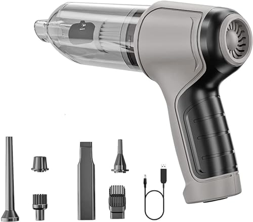 多機能ミニ掃除機 強力吸引ハンディ掃除機 ドイツ製19000pa強力吸引 4000mAh USB充電式 圧倒的な吸引力 吸引 送風 空気入れ3in1 車載用&家庭用 パワフルな吸引力、耐久性 送風可能、低騒音、過熱保護 家庭用小型掃除機 グレー 1台3役多