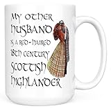 Sweet & Salty Tasses  caf fantaisie  My Other Husband is a Scottish Highlander Outlander , cadeau Outlander pour femme, Claire Fraser Jamie Fraser Outlander Merchandising 445 ml Blanc