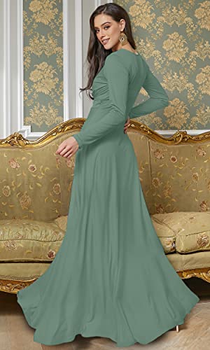 Image of KOH KOH Womens Long Sleeve Flowy Modest Elegant Evening Maxi Dress Gown