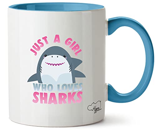 Image of Hippowarehouse Just a Girl who Loves Sharks Printed Mug Various Colour Options Ceramic Cup Kitchenware 11oz