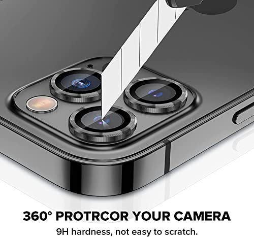 Image of V MOBITE Camera Lens Protector Ring for iPhone 12 Pro | Scratch Resistant Metal Camera Lens Guard | HD Clear Anti-Shock Dustproof Lens Protection Cover | Easy Installation Black