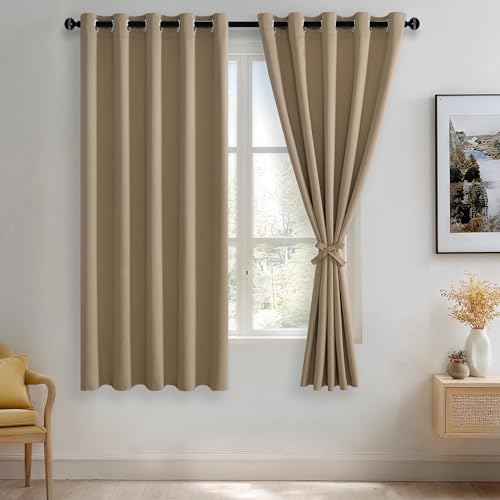JIUZHEN Blackout Curtains for Bedroom Living Room 60 x 63 Inches Long