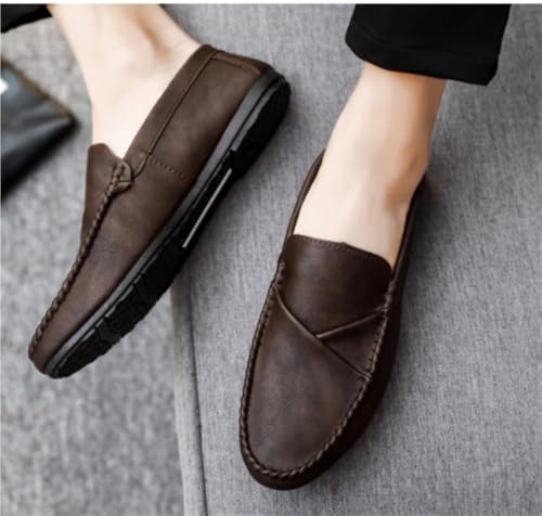 Men's Loafers Shoes Lightweight Moccasins Leather Comfortable Lightweight Slip Resistant Fashion Party Slip-ons3