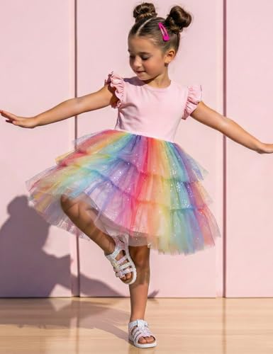 Image of QIY Toddler Girl Sandals Little Kids Summer Dress Shoes Open Toe Flats Princess Sandals for School Beach Party