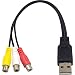 Duttek USB A 2.0 Male to 3 RCA Female Video Audio Capture Card Adapter Cable for PC,MAC,AV, HDD and DVR