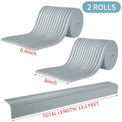 MABOZOO 8'' Extra Wide Seat Edge Cushion, 13.1 FT Length Foam Fireplace Cushion Soft Hearth Guard Bumper Pad Child Proof Padding Hearth Pad Edge Protector, Fireplace Baby Proofing for Baby (Gray)