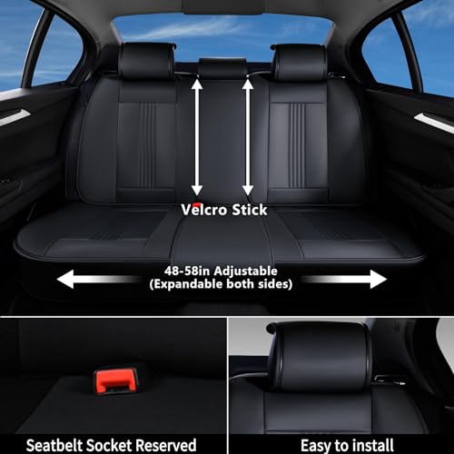 Image of Coverado Seat Covers Full Set, Leather Car Seat Cover, Waterproof Car Seat Protector, Automotive Seat Covers Car Seat Cushion Universal Fit for Most Cars, Black