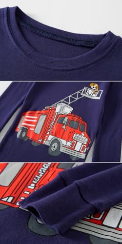 Image of Little bety Cotton 4 Piece Pajamas Boys Long Sleeve Sets Toddler Boys Pjs Kids Sleepwear Sets