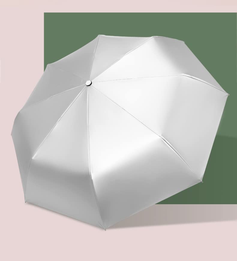 SUYGGCK Parapluie Femmes Fashion Blanc Rose Flower Print Titanium Silver Pliant Umbrella Sun and Rain Umbrella UV Protection-C