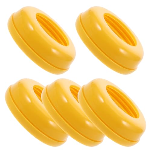 WEKADRIN Juego de 5 Piezas de Accesorios para Biberón de Cuello Ancho Anillo de Rosca de Plástico Aro Central Amarillo para Sellado Antipolvo Compatible Múltiples Marcas y Fácil de