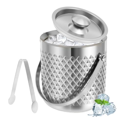 Seau à glace isotherme double paroi sous vide 67.6 Oz avec couvercle
