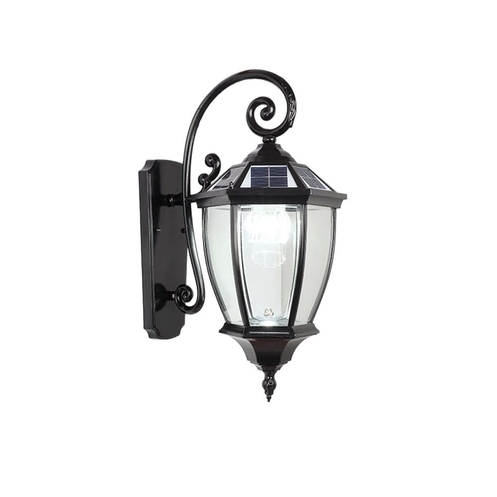 50 cm Energooszczędna lampa ścienna Solar Energy Tradycyjna wodoodporna dekoracyjna latarnia LED szkło aluminium metal balkon