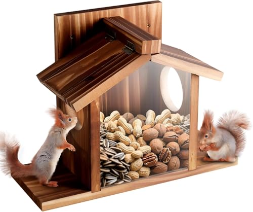 Zliiesns Squirrel Feeders for Outside Squirrel House for Outdoor - Chipmunk Feeder Squirrel Food for Backyard Squirrels Hold Corn & Corn Cob & Peanuts (Brown)