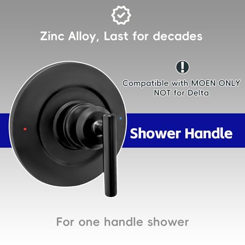 Image of Shower Handle Replacement for Moen 2510 /2520 /2570 /2590 Bathtub Valve, Bath Tub Trim Kit for Single Handle Set (Matte Black)