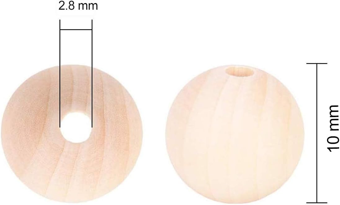 1000pcs 10mm Wood Beads Unfinished Natural Wooden Spacer Beads Round Ball Wood Loose Beads for DIY Craft Jewelry Bracelet Necklace Making - Image 2