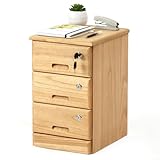 KIRIGEN 桐製 キャビネット 完成品 3段 収納 サイドキャビネット 電話台 A4紙対応 サイドワゴン 全段鍵付 キャスター 植物オイル塗装仕上げ ナチュラル TQ-A43-NA