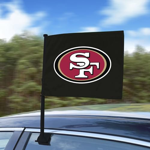 FANMATS 41381 NFL - San Francisco 49ers Single Car Flag | Black Flag & Pole | 11x14in | 49ers Primary Logo