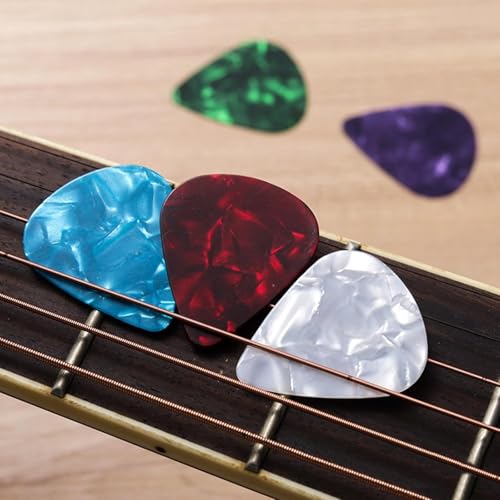 Image of DEVICE OF URBAN INFOTECH Guitar Pick Set - 0.46mm Guitar Picks with 1 Pick Holder - Thin Celluloid Plectrums for Acoustic & Electric Guitar Colorful Picks with Holder (5 Picks with Holder)