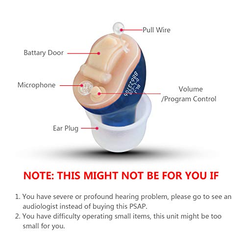 Blj Hearing Aid For Seniors And Adults With Noise Reduction And Feedback Cancellation Itc Hearing Amplifier, 7 Batteries And 9 Ear Domes (Left Ear) #TOP1