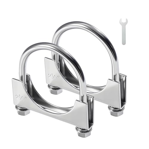 Image of EVIL ENERGY 2.5 inch Heavy Duty U Bolt Exhaust Clamp, 2 1 /2 Inch Stainless Steel U Muffler Clamps, Saddle Style, 2PCS