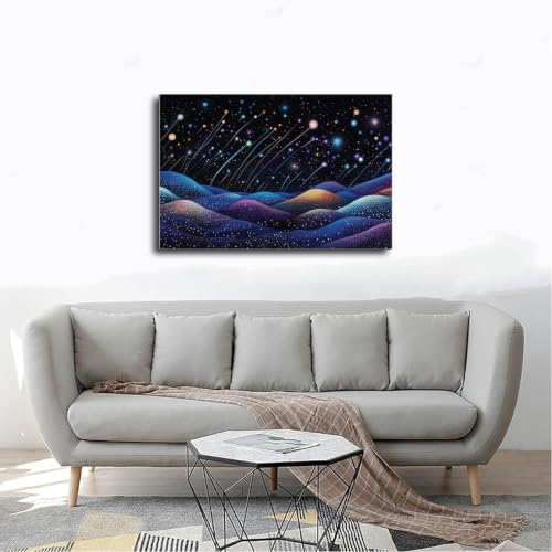 Impression galaxie ciel étoilé bleu foncé céleste pour mur de bureau