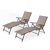Cloud Mountain Verstelbare Chaise Lounge Chair Recliner Outdoor Opklapbare Lounge Chair Chaise Lounge Chair Recliner Patio Pool Ligstoelen Stoel Nieuw, 2 packs