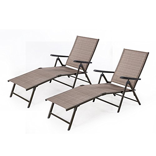 Cloud Mountain Adjustable Chaise Lounge Chair Recliner Outdoor Folding Lounge Chair Chaise Lounge Chair Recliner Patio Pool Sun Loungers Chair New, 2 Packs