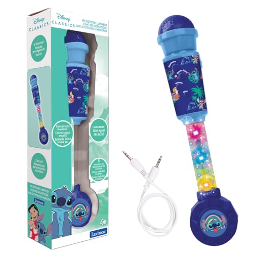 Image of LEXIBOOK, Disney Stitch, Luminous Microphone for children, Musical Toy, Built-in speaker, Light effects, Aux-in socket, Blue, MIC90DLXB