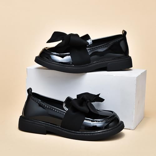 Image of Toddler Girl's Dress Shoes Comfort Bowtie Princess Oxford Style School Uniform Shoes Loafer Flats
