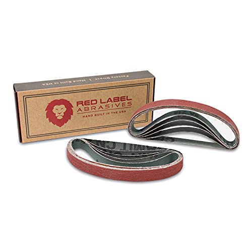 Red Label Abrasives 1/2 X 12 Inch Coarse P80 Grit Knife Sharpener Sanding Belts, 10 Pack (Compatible with Work Sharp Knife & Tool Sharpener)
