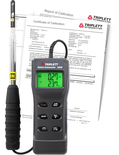 Image of Triplett AM500 Hotwire Thermo-Anemometer with Certificate of Traceability to NIST