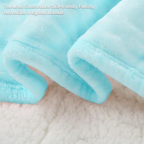 Image of Alomidds Weighted Blanket Queen Size 15lbs 60x80 inches, Sherpa Heavy Blankets for Adults,Fluffy Warm Sherpa & Cozy Soft Flannel Thick Gravity Blanket for All-Season with Glass Beads, Aqua