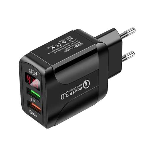Bloque de carga rápida - Estación de carga USB de 2 puertos con pantalla LED - Adaptador de carga de pared portátil QC3.0 y USB para casi todos los dispositivos digitales de 5 V