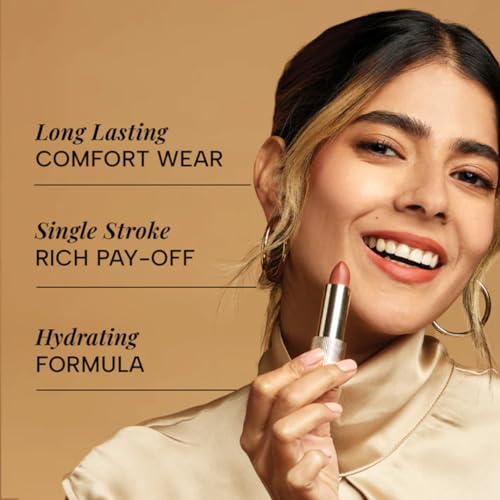 Image of RAS Luxury Oils Lumiere Satin Matte Lipstick | 8-Hr long stay Creamy Matte, Non-Drying, Lightweight & Pigmented | Natural infusion of Argan & Avocado | Vegan, Cruelty-Free