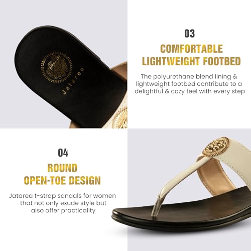 Image of JATAREA Slip-On Flat Toe Post T-Strap Sandals for Women