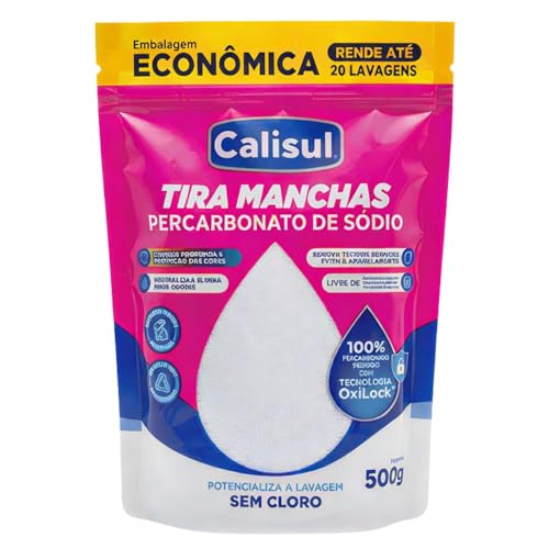 Percarbonato de Sódio Puro Tira Manchas de Roupas Brancas e Coloridas Alvejante Sem Cloro Limpeza Profunda Remove Gordura Limpa Air Fryer (500g)
