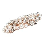 （ティグロス） TIGLOSS バレッタ パール ヘアアクセサリー 髪飾り 髪留め 結婚式 ヘアピン ヘアクリップ (リーフ)