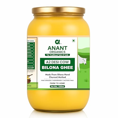 Image of Anant Organics A2 Desi Cow Ghee | Vedic Bilona Method 100% Pure & Natural Ghee Glass Bottle (1000ml)