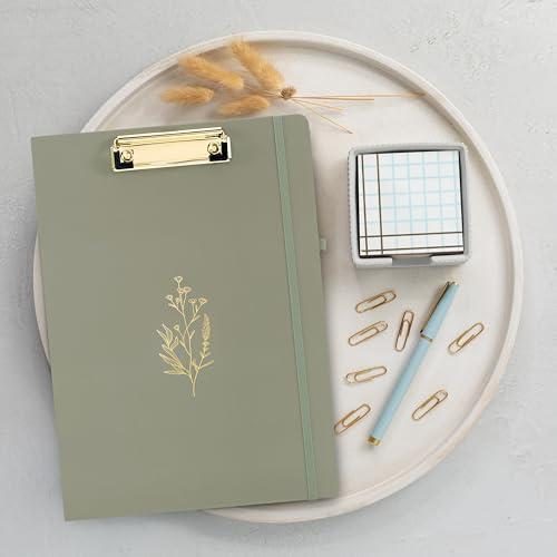 aesthetic clipboard folio with refillable lined notepad amp interior pocket  cute padfoliolegal pad holder for women  easily organize notes at work school or home