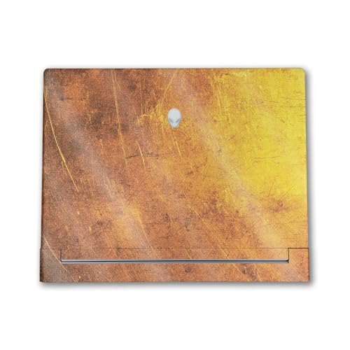 Image of Glossy Glitter Laptop Skin Compatible with Alienware X16 R2 (2024) - Textured Gold - Premium 3M Vinyl Protective Wrap Decal Cover - Easy to Apply | Crafted in The USA by MightySkins
