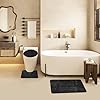 MIFXIN Bathroom Rug Set of 3 Piece Anti-Slip Soft Bath Mats, Rectangular Floor Mat Area Rug + U-Shaped Toilet Mat + Toilet Lid Cover (Black)